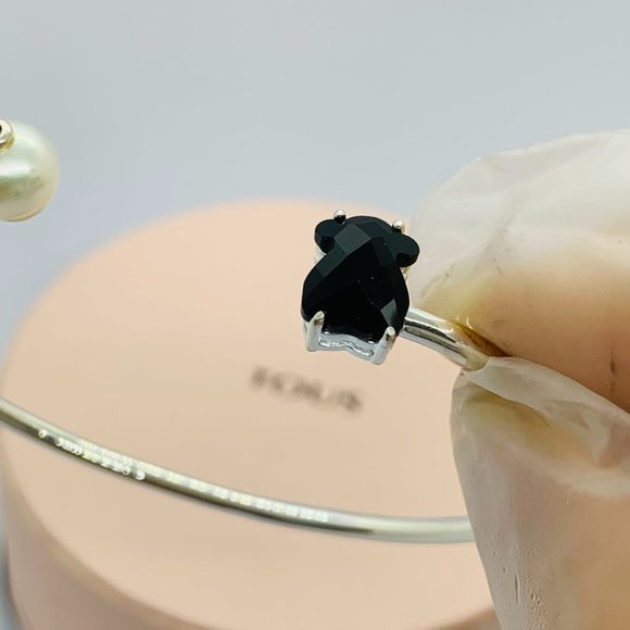 Tous Silver Erma Bracelet with Onyx, Pearl and Spinel Women Bracelet Jewelry - Picture 5 of 9